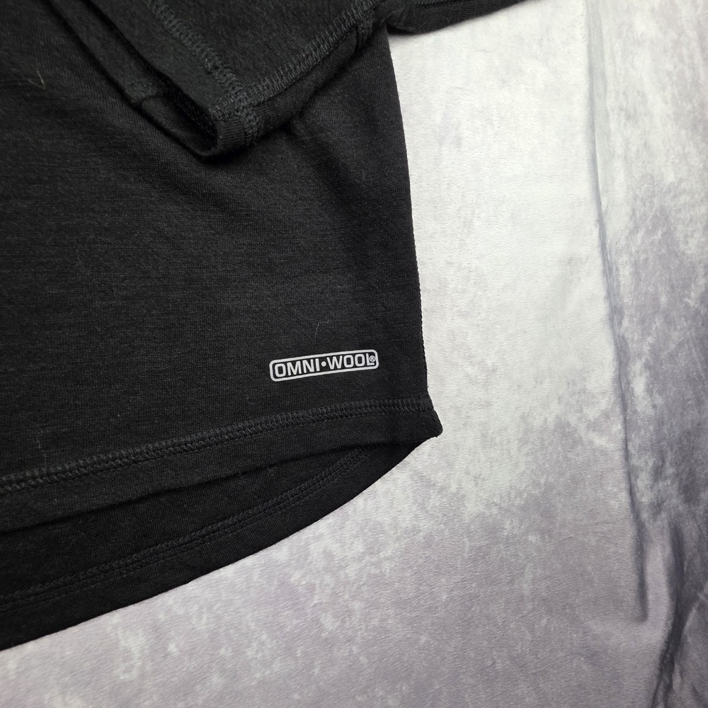 Omni-Wool Shirt Mens XL Black Wool Blend Quarter‎ Zip Long Sleeve Thumb Holes - Picture 4 of 8